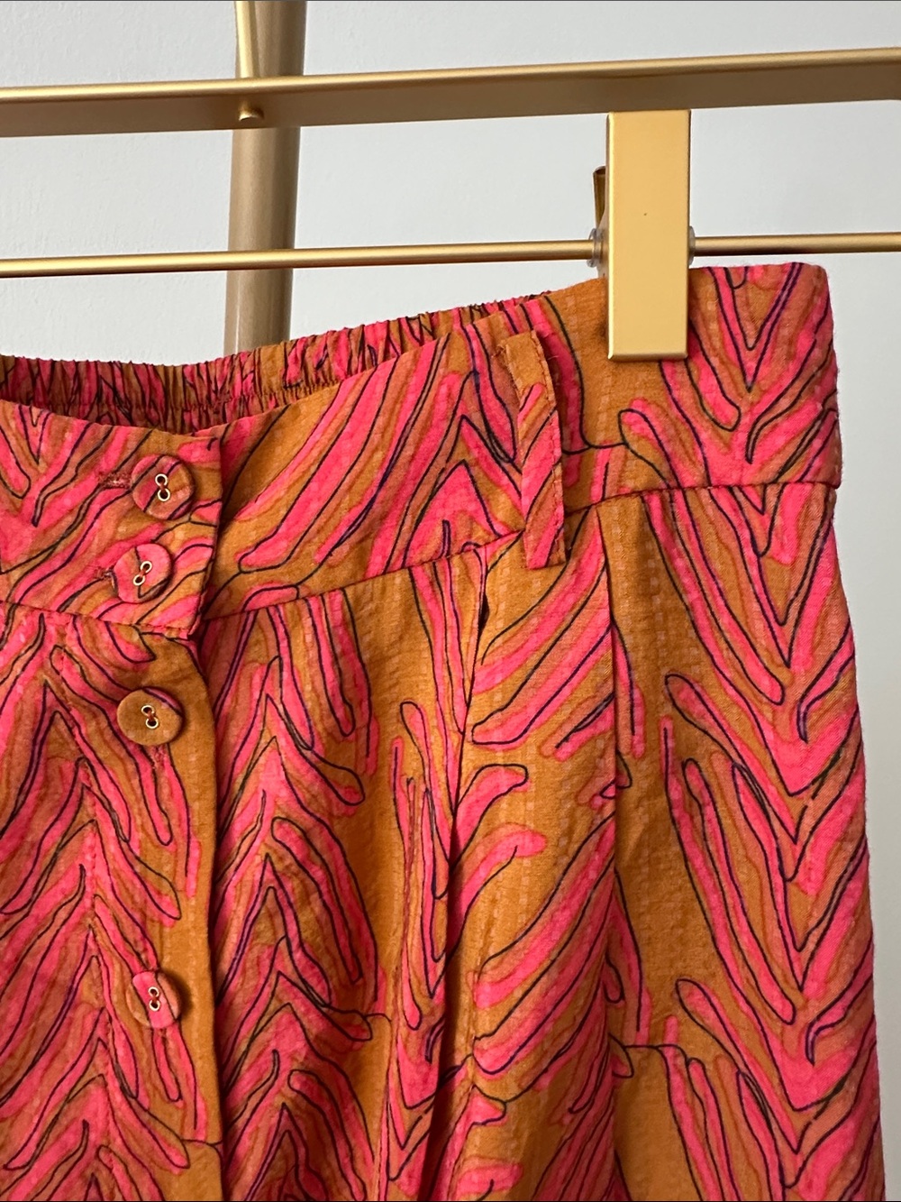 FRNCH Paris Printed Midi Skirt Small NWT Colorful Button Front - Picture 3 of 7